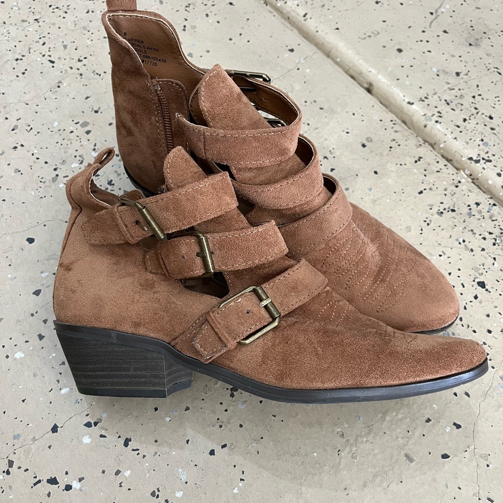 Brown Suede strappy Ankle Boots